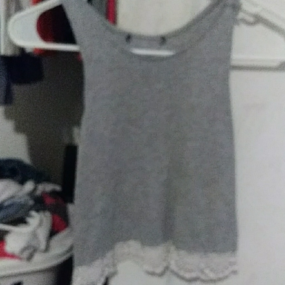 A a gray tank top